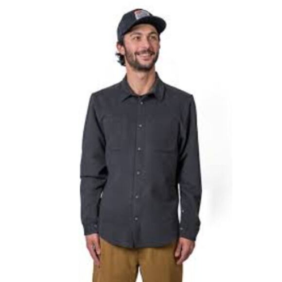 Flylow Men's Royal Shirt Pearl Snap Long Sleeve Flannel Shirt Gray Size XL - Picture 10 of 10